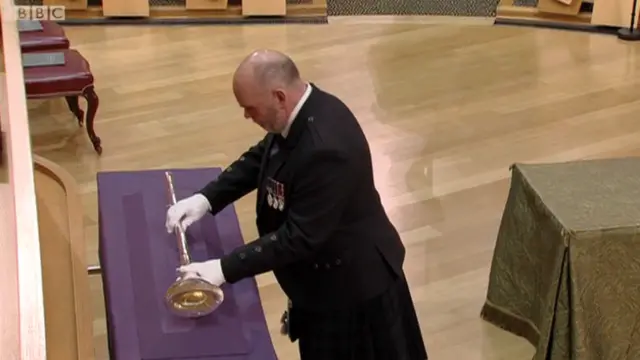 The mace is laid in the chamber