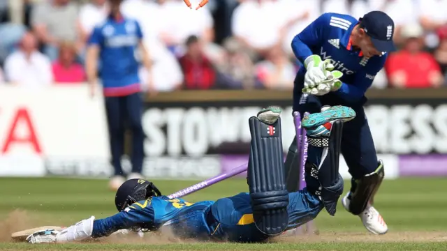 Kusal Mendis is run out