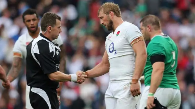 Nigel Owens and Chris Robshaw