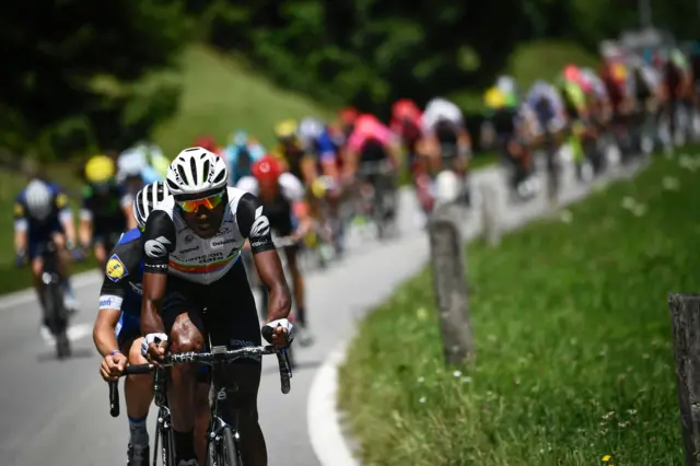 Eritrea's Daniel Teklehaimanot leads a breakaway