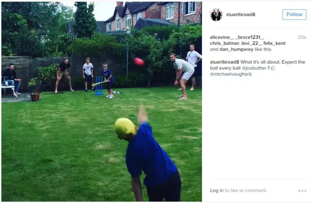 England cricketers in garden