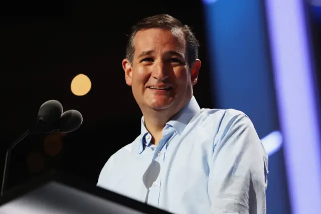 Sen. Ted Cruz (R-TX) stands on stage before the opening of the third day of the Republican National Convention.