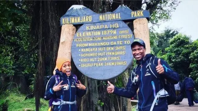 Gugu Zulu and his wife Letshego at the Kilimanjaro National Park