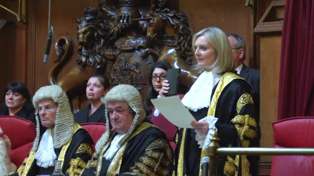 Liz Truss being sworn in as Lord Chancellor