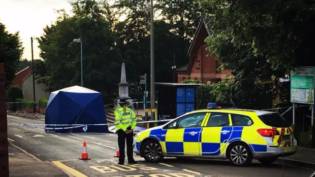 The scene in Burntwood on High Street this morning