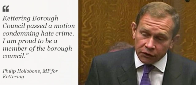 Kettering Borough Council passed a motion condemning hate crime. I am proud to be a member of the borough council - Hollobone