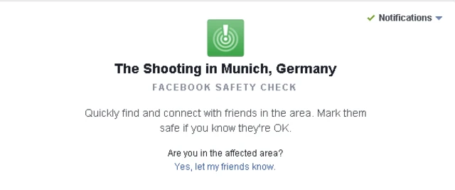 The shooting in Munich: Facebook Safety Check page