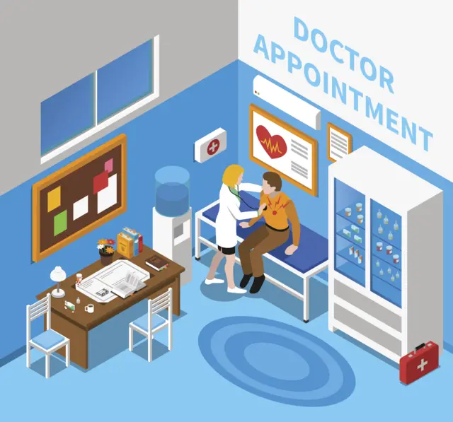 Graphic of a doctor examining a patient