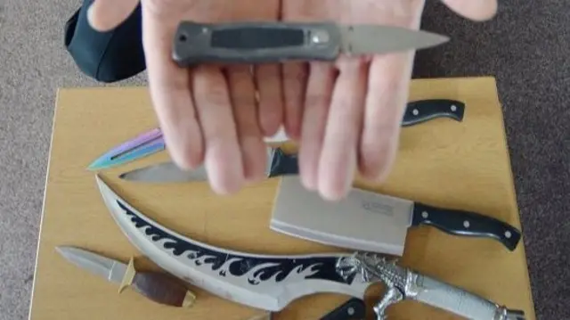 Some of the knives handed to police