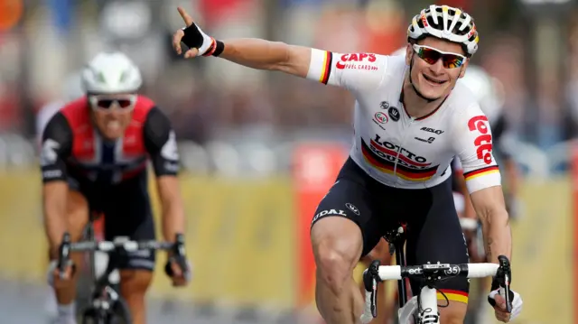 Andre Greipel celebrates