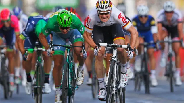 Andre Greipel races for the line