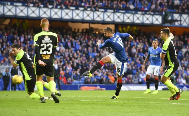 Niko Kranjcar cracks in the third goal for Rangers