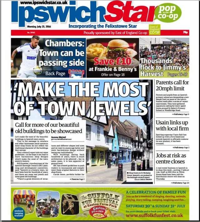 Ipswich Star front page