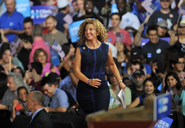 Debbie Wasserman Schultz campaigns with Hillary Clinton over the weekend. Sanders supporters have long accused her of showing favoritism to Mrs Clinton during the primary election