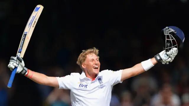 Joe Root celebrates his century against Australia at Lord's in 2013