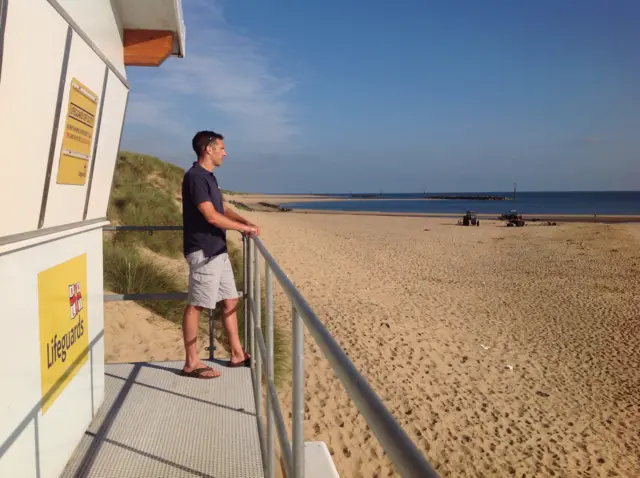 Sam Kendrick at the Lifeguards station, Sea Palling