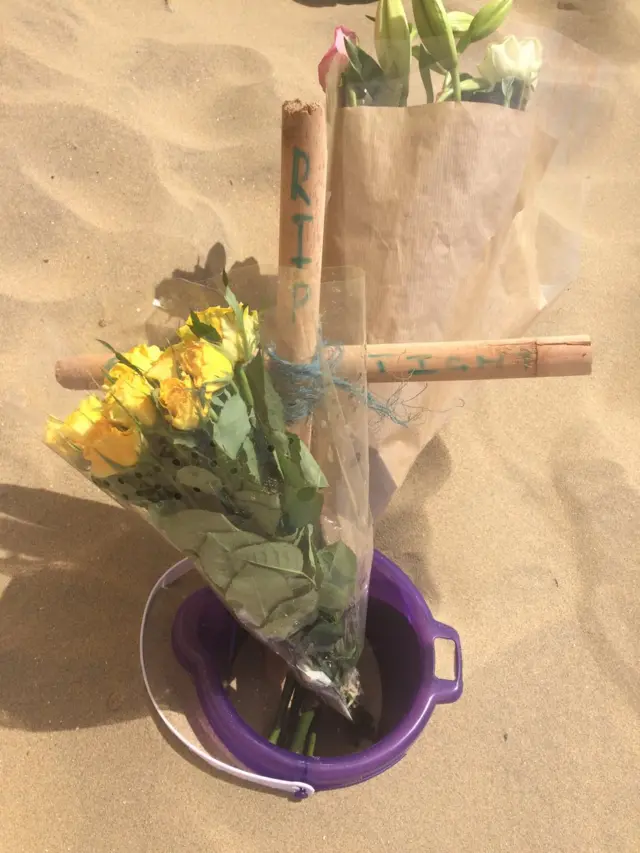 Floral tribute at Camber Sands