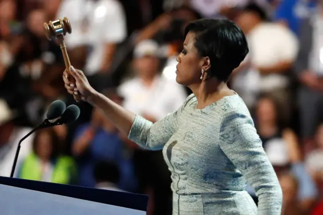 The mayor of Baltimore bangs the gavel to open the Democratic Convention.