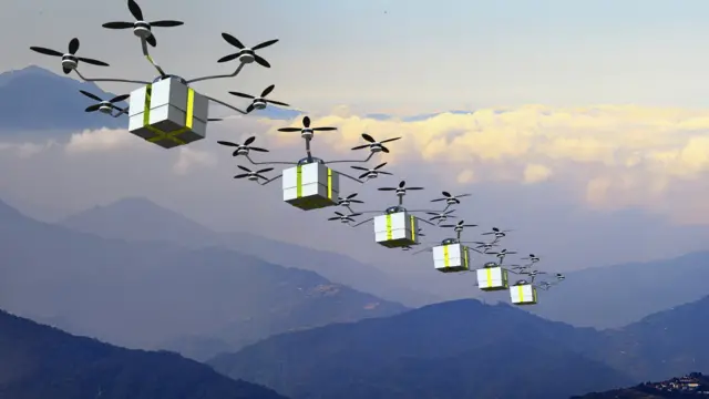 Artists impression of delivery drones