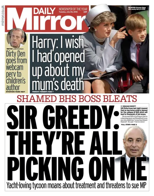 Daily Mirror front page