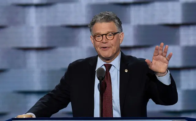 Senator Al Franken addresses the delegates