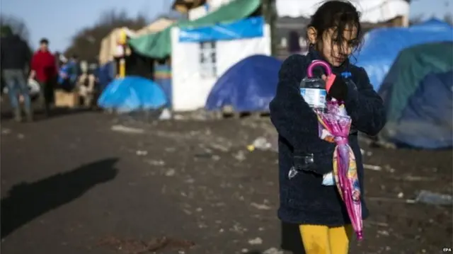 Child at migrant camp