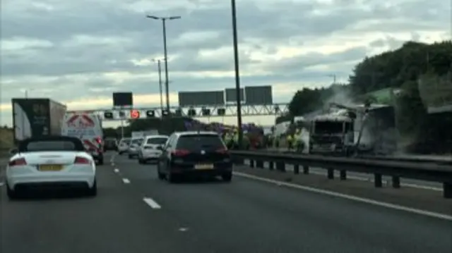 Traffic on the southbound carriageway