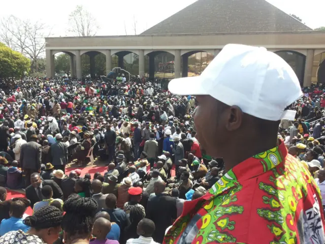 Crowds at the Zanu-PF headquarters