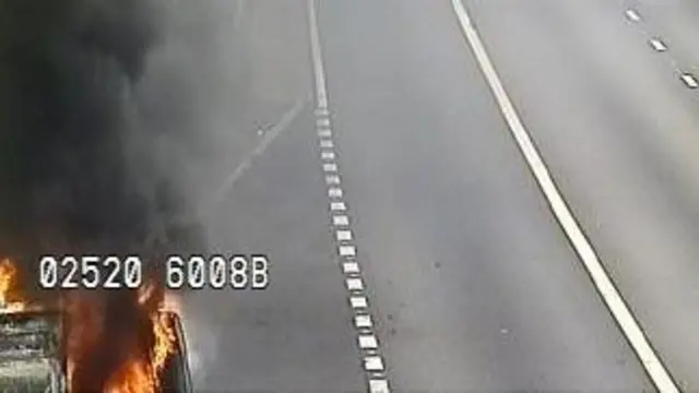 Vehicle on fire on M6