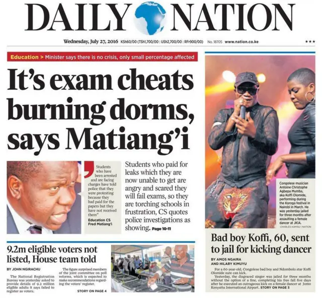 Daily Nation front page