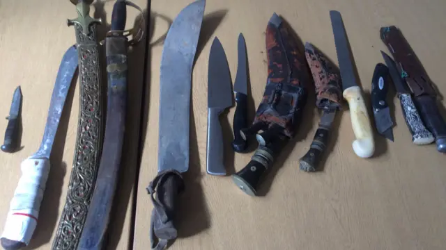 Some of the knives which were handed in