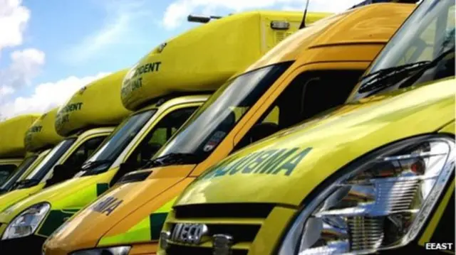 Ambulances parked in a row