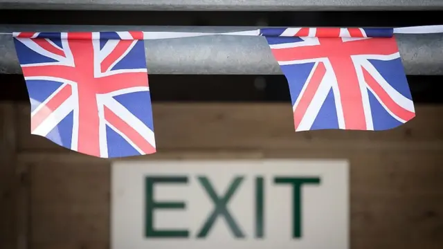 Union flags by exit