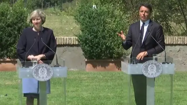 Theresa May and Italian PM Matteo Renzi