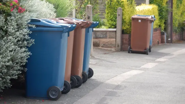 Rubbish bins set for collection in Stafford