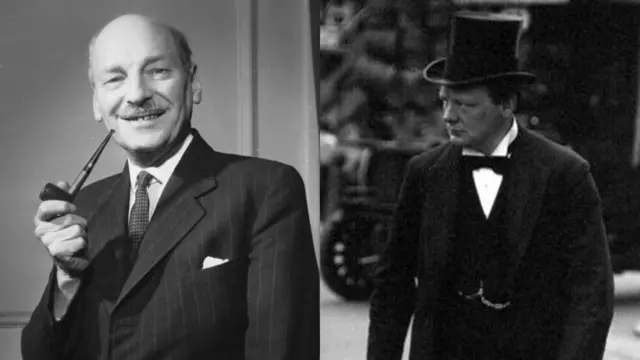 Clement Attlee (left) and Winston Churchill