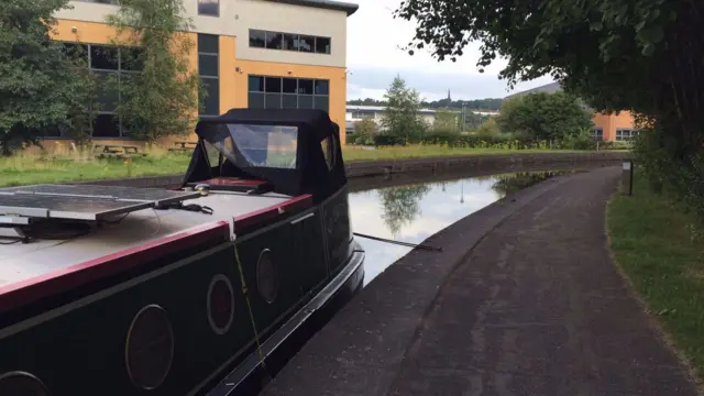 The area near the canal boat from which the scooter was stolen