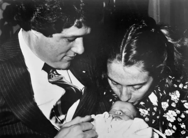 Chelsea as a baby with parents Bill and Hillary