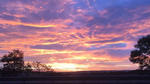 Sunrise today over Staffordshire