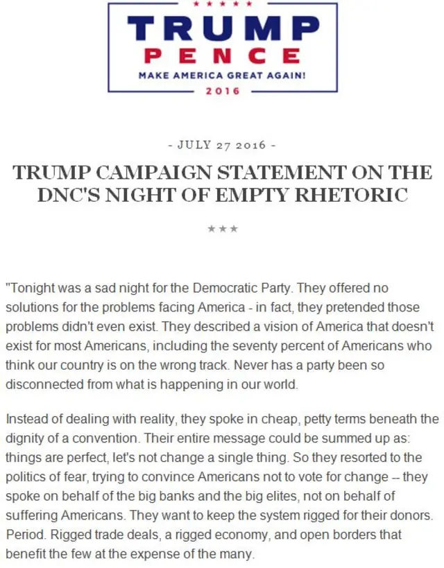 Donald Trump statement