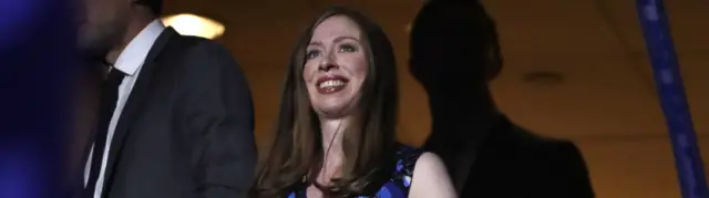 Chelsea Clinton, daughter of former President Bill Clinton and Hillary Clinton, applauds during the Democratic convention.