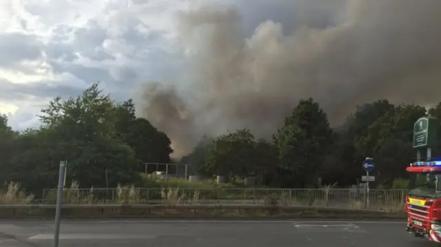 Smoke from hotel fire in Swindon