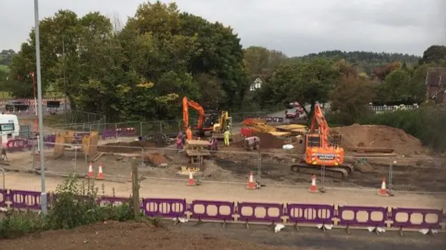 Work on the A34 at Meaford