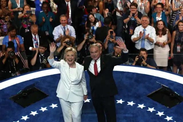 Hillary Clinton and Tim Kaine