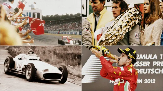 Ayrton Senna, Jackie Stewart, Juan Manuel Fangio and Fernando Alonso