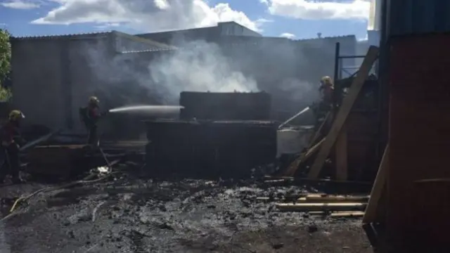 Timber yard fire