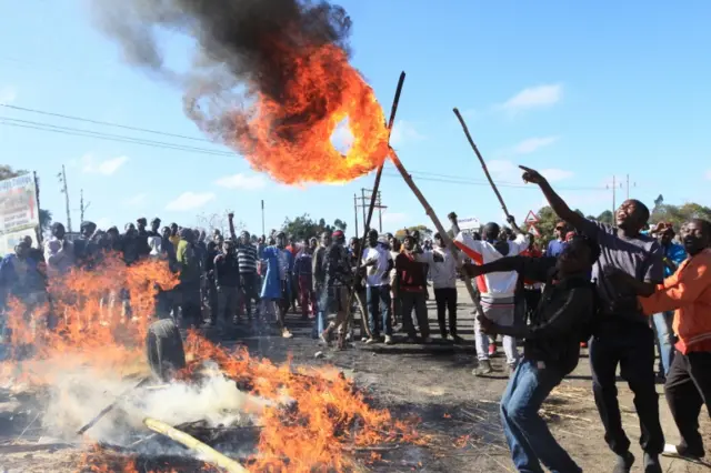 Demonstrators in Harare