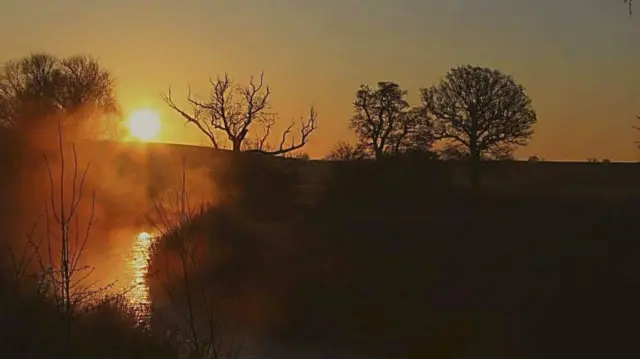 Sunrise over the River Mease at Clifton Campville near Tamworth.