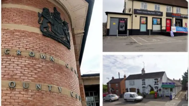 Stafford Crown Court and the two post offices