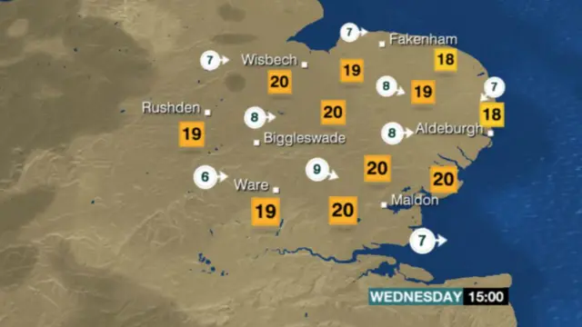 Wednesday's weather map